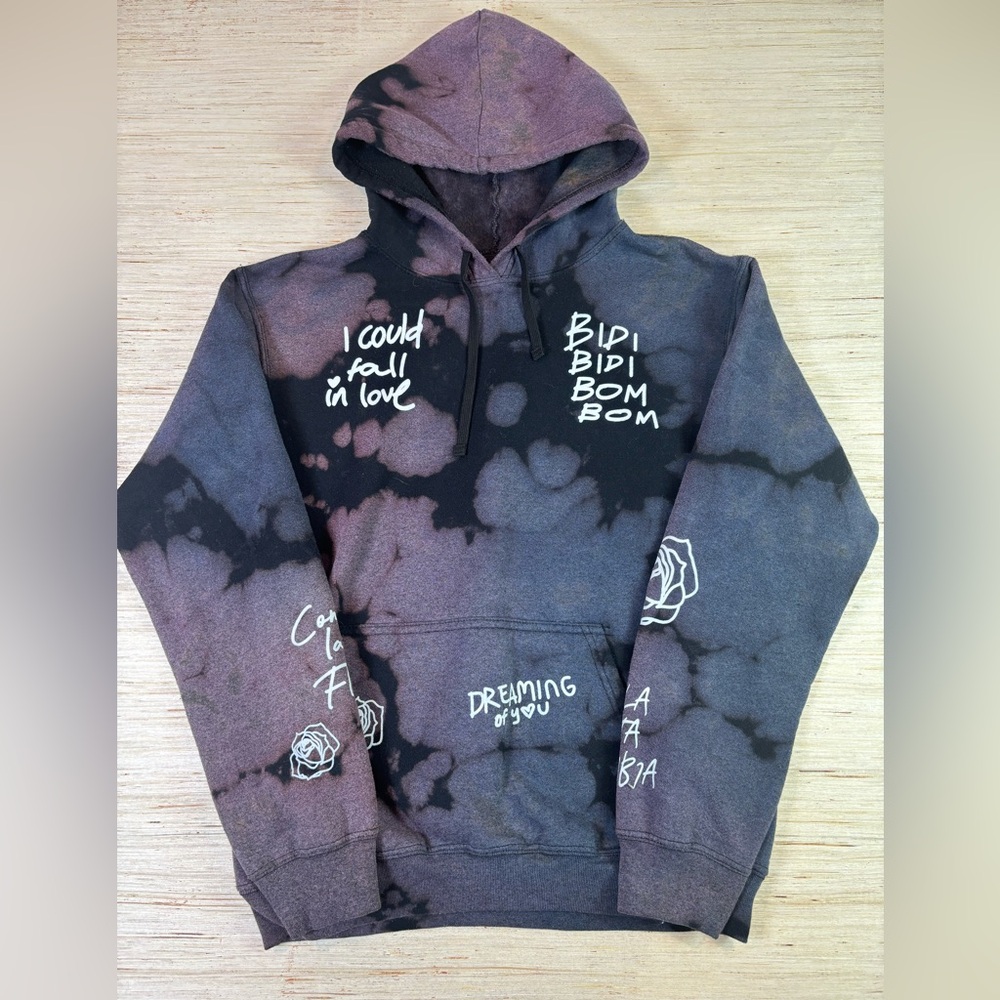Selena Tie-Dye Hoodie | Graphic Bleach Pullover | “Dreaming of You” Lyrics |Sz S